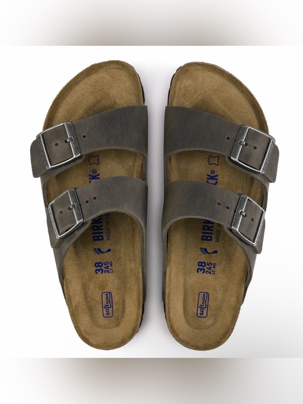 Birkenstock Arizona | Soft Footbed | Oiled Leather | Iron Size: 39(L8/M6)